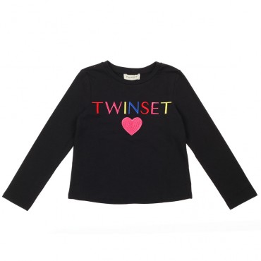T-shirt dziecięcy z kolorowym logo Twin Set 003308 A