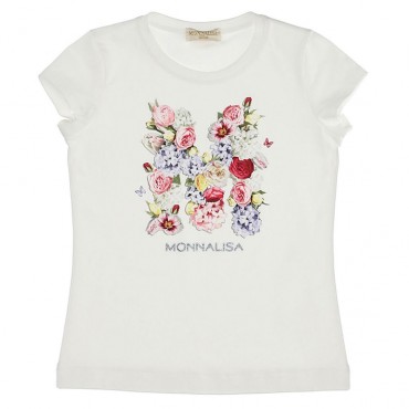 T-shirt dziewczęcy z monogramem Monnalisa 003459