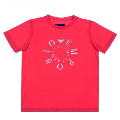 Czerwona koszulka dla chłopca Armani - ubrania dla chłopców - 003745 A