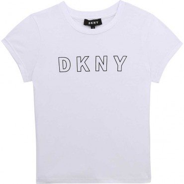 Biały t-shirt dla dziewczyny DKNY 004243 a - sklep z ubraniami dla nastolatek