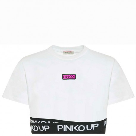 Biały crop top dla dziewczynki Pinko Up 004281 - ubrania dla dzieci - sklep internetowy