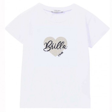 Biały t-shirt dla dziewczynki serce Liu Jo 004307 - moda dla dzieci i niemowląt - sklep internetowy euroyoung.pl