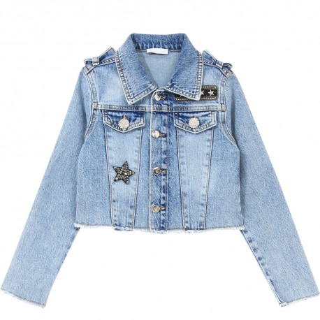 Jeansowa kurtka dla dziewczynki Liu Jo 004311 - ubrania dla dzieci - sklep internetowy