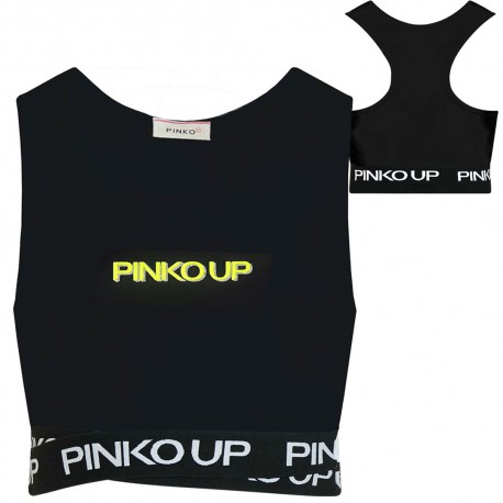 Czarny crop top dla dziewczynki Pinko Up 004324 - ubrania dla dzieci - sklep internetowy
