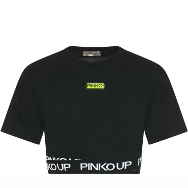 Czarny crop top dziewczęcy Pinko Up 004328 - ubrania młodzieżowe - sklep internetowy euroyoung.pl
