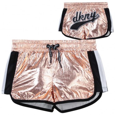 Metaliczne szorty dla dziewczynki DKNY 004330 - ekskluzywne ubrania dla dzieci - sklep internetowy euroyoung.pl
