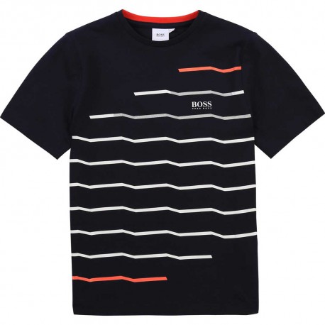 Granatowa koszulka dla chłopca Hugo Boss 004351 - ubrania dla dzieci - sklep internetowy euroyoung.pl