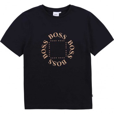 Granatowy t-shirt dla chłopca Hugo Boss 004372