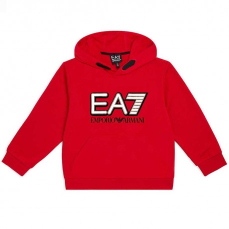 Czerwona bluza z kapturem dla chłopca EA7 004385 - ubrania dla dzieci - sklep internetowy euroyoung.pl