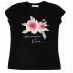 Czarna koszulka z nadrukiem Monnalisa 004427 - koszulki dla dziewczynek - sklep internetowy