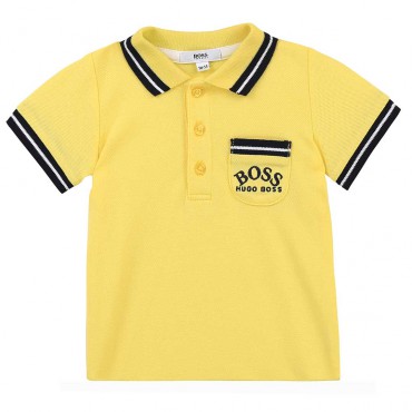 Żółta koszulka polo dla malucha Hugo Boss 004447 - ubranka dla niemowląt