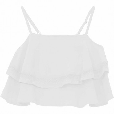 Biały crop top dziewczęcy Liu Jo 004477 - ubrania dla dzieci - sklep internetowy