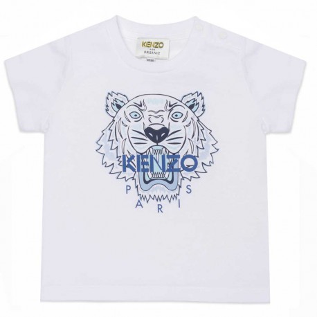 Biały t-shirt niemowlęcy Tiger Kenzo 004496 - ekskluzywne ubranka dla niemowląt