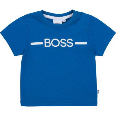 Niebieski t-shirt chłopięcy Hugo Boss 004502 - koszulki i koszule dla dzieci
