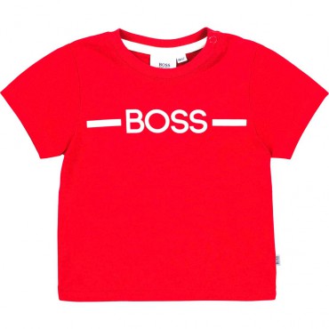 Czerwona koszulka dla malucha Hugo Boss 004504 - odzież niemowlęca - sklep internetowy