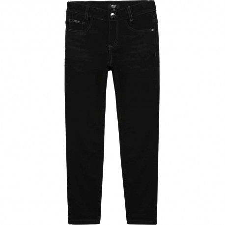 Czarne jeansy dla chłopca Hugo Boss 004522 - modne ubrania dla dzieci - sklep internetowy