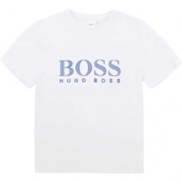 Biała koszulka dla chłopca hugo Boss 004523