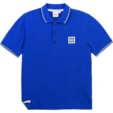 Niebieska koszulka polo dla chłopca Boss 004525