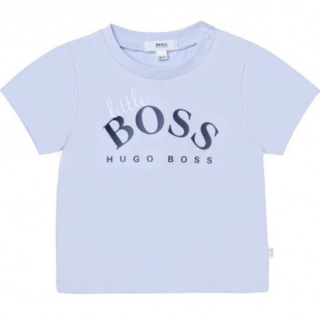 Błękitny t-shirt niemowlęcy Hugo Boss 004533 - modna odzież niemowlęca - sklep internetowy