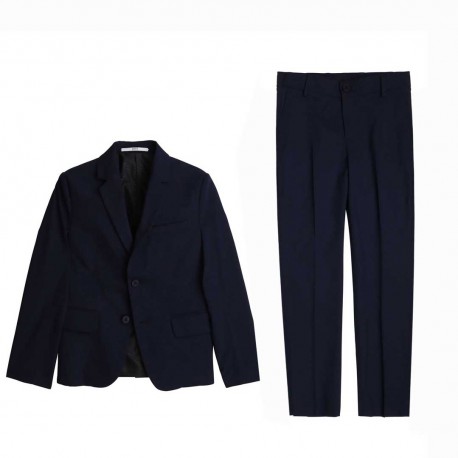 Granatowy garnitur chłopięcy Hugo Boss 004561 - eleganckie garnitury chłopięce slim fit - sklep internetowy