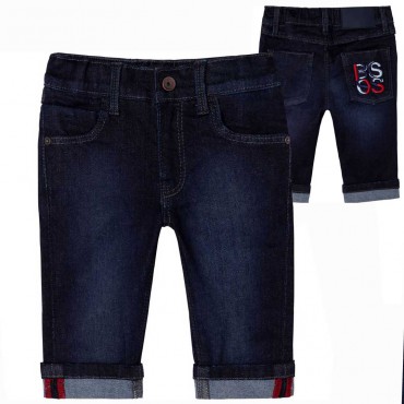 Miękkie jeansy dla małego chłopca Hugo Boss 004618 - ekskluzywne ubranka niemowlęce - sklep internetowy euroyoung.pl