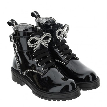 Lakierowane botki dla dziewczynki Monnalisa 004624 - ekskluzywne obuwie dla dzieci - sklep online euroyoung.pl