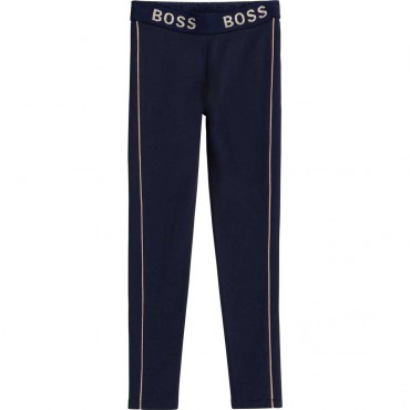 Granatowe legginsy dla dziecka Hugo Boss 004630 - oryginalne ubrania dla dziewczynki - sklep internetowy euroyoung.pl