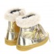 Złote śniegowce dla dziewczynki Monnalisa 004649 -  buty z futrem dla dzieci - sklep internetowy euroyoung.pl