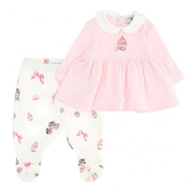 Komplet niemowlęcy: bluzeczka + półśpioszki 004702 - ekskluzywne ubranka dla niemowląt Monnalisa - sklep internetowy euroyoung.p