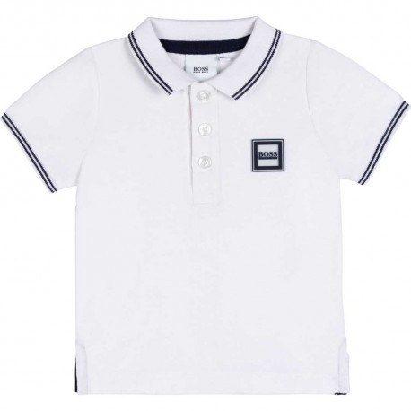 Białe polo niemowlęce dla chłopca Hugo Boss 004770 - ekskluzywne ubranka dla niemowląt i małych dzieci - sklep internetowy euroy
