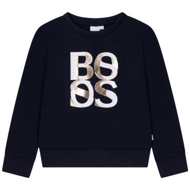 Granatowa bluza dla dziewczynki Hugo Boss 004776 - ekskluzywne bluzy i swetry dla dzieci - internetowy sklep odzieżowy euroyoung