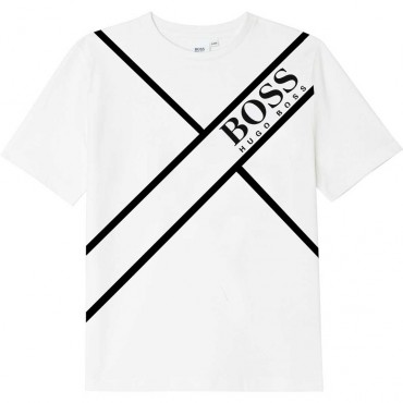 Koszulki chłopięce z nadrukiem Hugo Boss 004780 - ekskluzywne ubrania dla dzieci - sklep internetowy euroyoung.pl