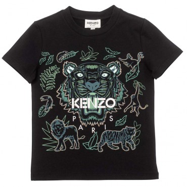 Czarny t-shirt chłopięcy Kenzo Kidswear 004812