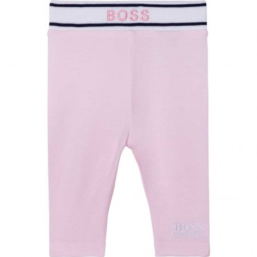 Różowe legginsy niemowlęce Hugo Boss 004828 - ekskluzywne ubranka dla dziewczynek - sklep odzieżowy dla dzieci euroyoung.pl