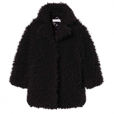 Czarny płaszcz dla dziewczynki Twin Set 004859 - designerskie kurtki i płaszcze dla dzieci - sklep internetowy euroyoung.pl