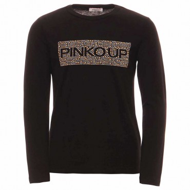 Czarna koszulka dla dziewczynki Pinko Up 004874 - sklep z ekskluzywnymi ubraniami dla dzieci i nastolatków euroyoung.pl
