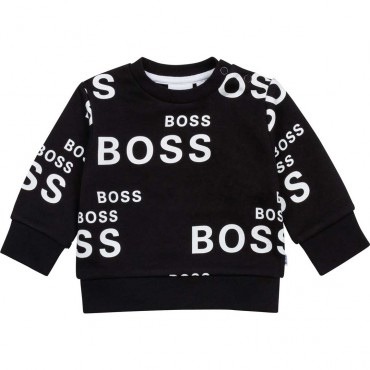 Logowana bluza niemowlęca dla chłopca Hugo Boss 004899 - markowe ubranka dla noworodków i niemowląt