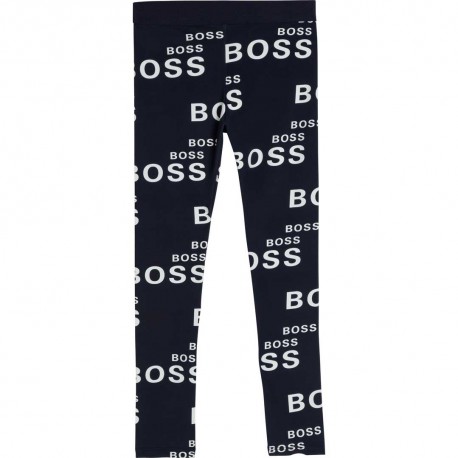 Granatowe legginsy dziewczęce Hugo Boss 004902 -ekskluzywne ubrania dla dziewczynek - sklep online