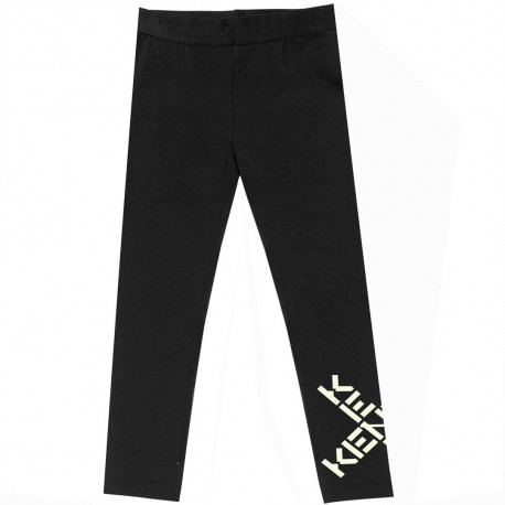 Czarne legginsy dla dziewczynki z nazwą Kenzo 004921 - stylowe ubrania dla dziewczynek - odzieżowy sklep dla dzieci euroyoung.pl