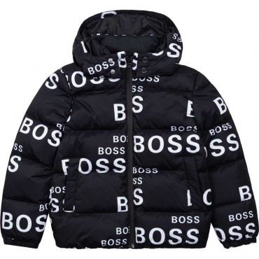 Puchowa kurtka dla chłopca Hugo Boss 004935 - ekskluzywne, ciepłe kurtki dla dzieci - internetowy sklep euroyoung.pl