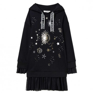 Czarna sukienka dla dziewczynki Twin Set 004947 - ekskluzywne ubrania dla dziewczynek - sklep internetowy euroyoung.pl