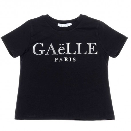 Czarna koszulka dziewczęca z logo Gaelle 004955 - sklep internetowy z ekskluzywnymi ubraniami dla dzieci - gaelle polska