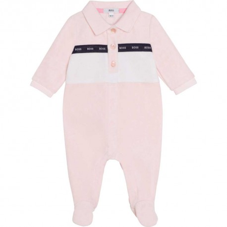 Różowy pajacyk niemowlęcy dla dziewczynki Boss 004982 - ekskluzywne ubranka dla niemowląt - sklep internetowy euroyoung.pl