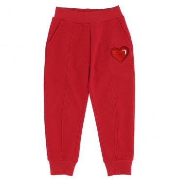 Czerwone spodnie dla dziewczynki Monnalisa 005002 - dresy dla dzieci