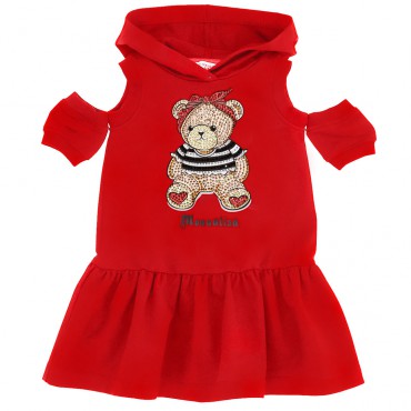 Czerwona sukienka dla dziewczynki Monnalisa 005006 - ekskluzywne sukienki dla dzieci