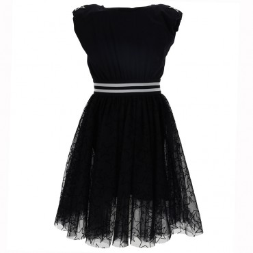 Czarna tiulowa sukienka dziewczęca Monnalisa 005018 - ubrania dla dzieci