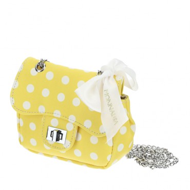 Żółta torebka dziewczęca w grochy Monnalisa 005028 - oryginalne torebki i plecaki dla dzieci