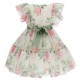 Elegancka, tiulowa sukienka dziewczęca w kwiaty Monnalisa 005041 - wizytowe ubranka dla dzieci