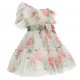 Elegancka, tiulowa sukienka dziewczęca w kwiaty Monnalisa 005041 - modne ubranka dla dzieci