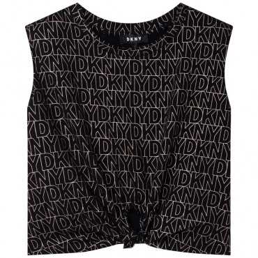 Czarna bluzka dla dziewczyny DKNY 005067 - ekskluzywny crop top dla nastolatki